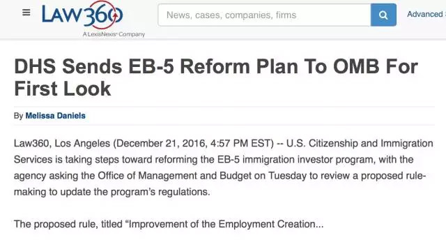 EB-5改革草案已提交至白宫审阅 EB-5改革草案已提交至白宫审阅