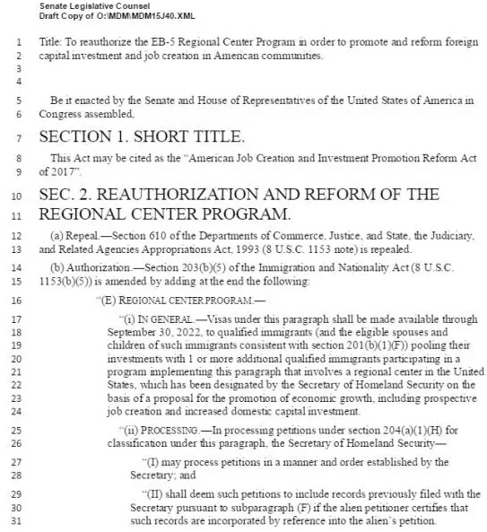 国会新EB-5美国投资移民改革提案再度来袭 国会新EB-5美国投资移民改革提案再度来袭